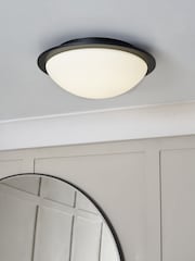 BHS Matt Black Opie 12w LED Glass Dome Flush Ceiling Light - Image 1 of 7