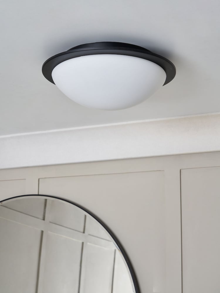 BHS Matt Black Opie 12w LED Glass Dome Flush Ceiling Light - Image 2 of 7