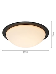 BHS Matt Black Opie 12w LED Glass Dome Flush Ceiling Light - Image 4 of 7