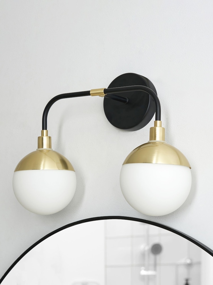 BHS Satin Brass Lille 2Lt Bathroom Wall light IP44 - Image 2 of 7