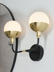 BHS Satin Brass Lille 2Lt Bathroom Wall light IP44 - Image 3 of 7