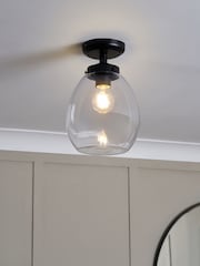 BHS Black Dylan Glass Tulip Bathroom Satin Pendant Light - Image 1 of 7