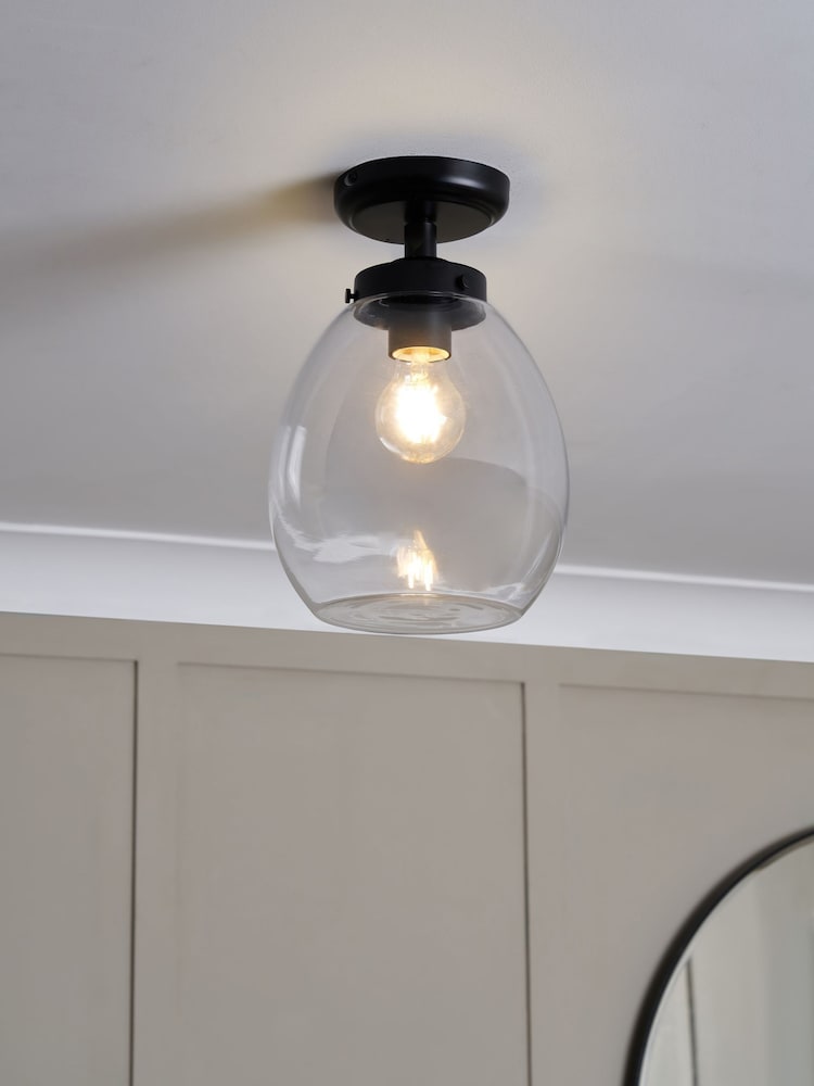BHS Black Dylan Glass Tulip Bathroom Satin Pendant Light - Image 1 of 7