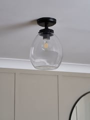 BHS Black Dylan Glass Tulip Bathroom Satin Pendant Light - Image 2 of 7