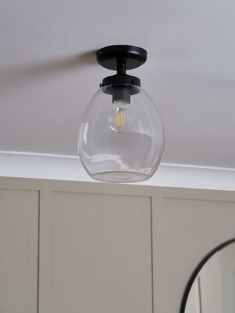 BHS Black Dylan Glass Tulip Bathroom Satin Pendant Light - Image 2 of 7