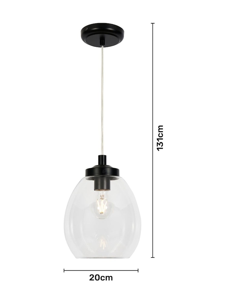 BHS Black Dylan Glass Tulip Bathroom Satin Pendant Light - Image 7 of 7