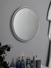 BHS White Esk 16w Round LED Frost Touch Demist IP44 Mirror - Image 2 of 7