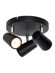 BHS Black Freya 3LT GU10 Spot Round Plate 3 Light IP44 Wall Light - Image 3 of 7