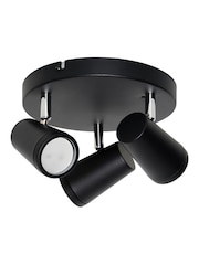 BHS Black Freya 3LT GU10 Spot Round Plate 3 Light IP44 Wall Light - Image 5 of 7