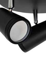 BHS Black Freya 3LT GU10 Spot Round Plate 3 Light IP44 Wall Light - Image 6 of 7