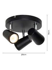 BHS Black Freya 3LT GU10 Spot Round Plate 3 Light IP44 Wall Light - Image 7 of 7