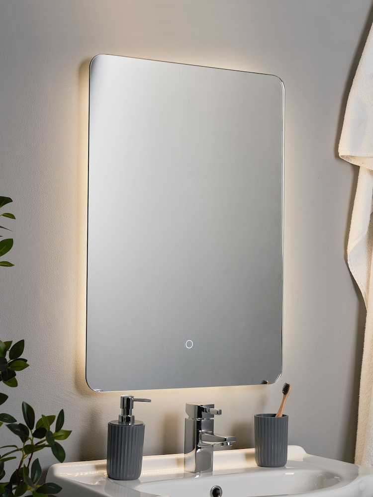BHS White Mar 25w LED Touch Demist IP44 Mirror - Image 1 of 7