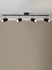 BHS Black Freya 3LT GU10 Spot Round Plate 4 Light IP44 Wall Light - Image 1 of 7