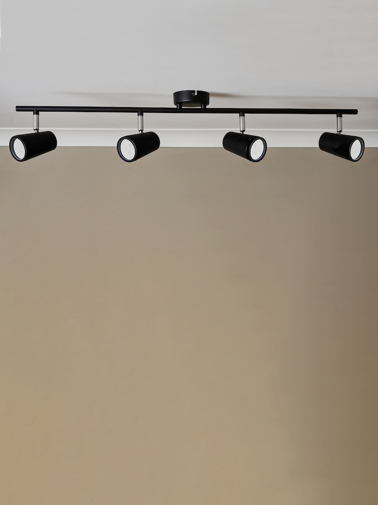 BHS Black Freya 3LT GU10 Spot Round Plate 4 Light IP44 Wall Light - Image 2 of 7