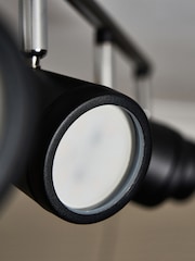 BHS Black Freya 3LT GU10 Spot Round Plate 4 Light IP44 Wall Light - Image 4 of 7