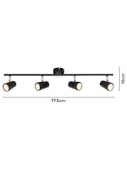 BHS Black Freya 3LT GU10 Spot Round Plate 4 Light IP44 Wall Light - Image 7 of 7