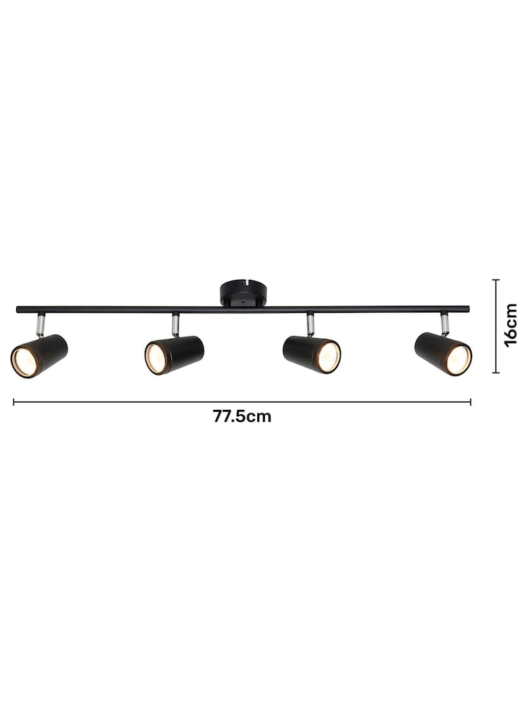 BHS Black Freya 3LT GU10 Spot Round Plate 4 Light IP44 Wall Light - Image 7 of 7