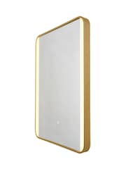 BHS Satin Brass Lori CCT LED Rect MotionDemist Framed Mirror - Image 3 of 7