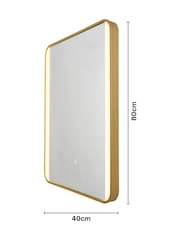 BHS Satin Brass Lori CCT LED Rect MotionDemist Framed Mirror - Image 4 of 7