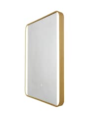 BHS Satin Brass Lori CCT LED Rect MotionDemist Framed Mirror - Image 6 of 7