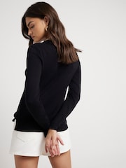 River Island Black Crew Neck Fine Knit T-shirt - Image 3 of 5