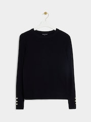 River Island Black Crew Neck Fine Knit T-shirt - Image 5 of 5