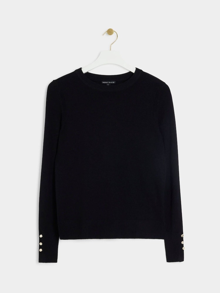 River Island Black Crew Neck Fine Knit T-shirt - Image 5 of 5