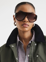 River Island Green Waxed Collar 100% Cotton Jacket - Image 4 of 6