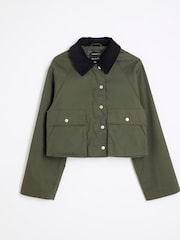 River Island Green Waxed Collar 100% Cotton Jacket - Image 5 of 6