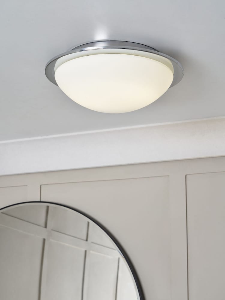 BHS Chrome Opie 12w LED Glass Dome Flush Ceiling Light - Image 1 of 7