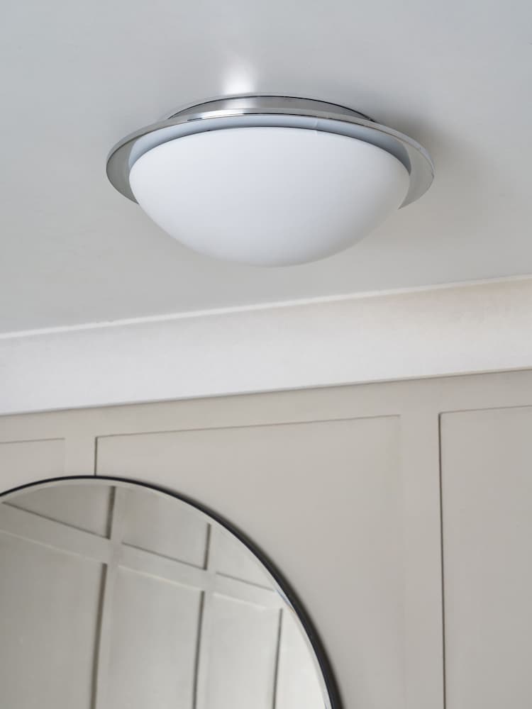 BHS Chrome Opie 12w LED Glass Dome Flush Ceiling Light - Image 2 of 7