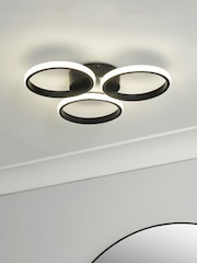 BHS Black Chios 3 Ring LED Flush IP44 Ceiling Light - Image 1 of 6