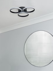 BHS Black Chios 3 Ring LED Flush IP44 Ceiling Light - Image 2 of 6