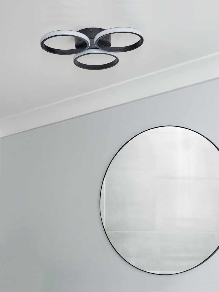BHS Black Chios 3 Ring LED Flush IP44 Ceiling Light - Image 2 of 6