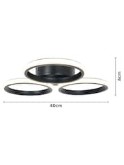 BHS Black Chios 3 Ring LED Flush IP44 Ceiling Light - Image 6 of 6