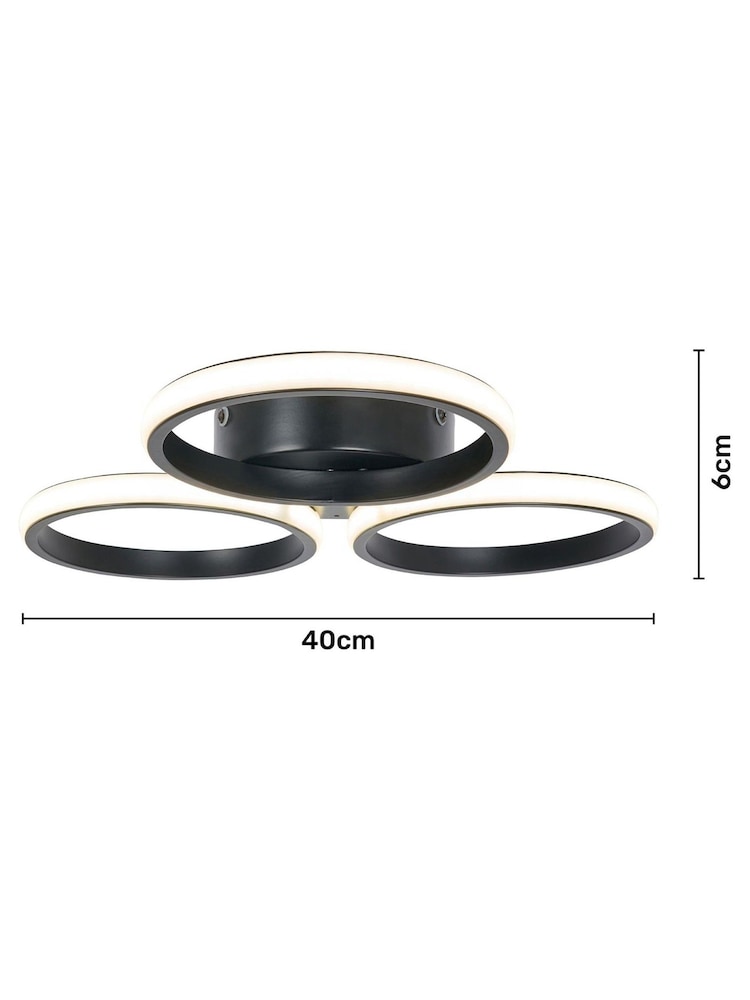 BHS Black Chios 3 Ring LED Flush IP44 Ceiling Light - Image 6 of 6