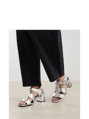 River Island Silver Fisherman Block Heel Sandals - Image 1 of 5