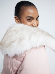 River Island Pink Padded Faux Fur Trim Bomber Jacket - Image 3 of 6