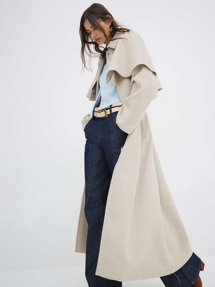 River Island Brown Light Wool Cape Coat - Image 1 of 6