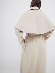 River Island Brown Light Wool Cape Coat - Image 2 of 6