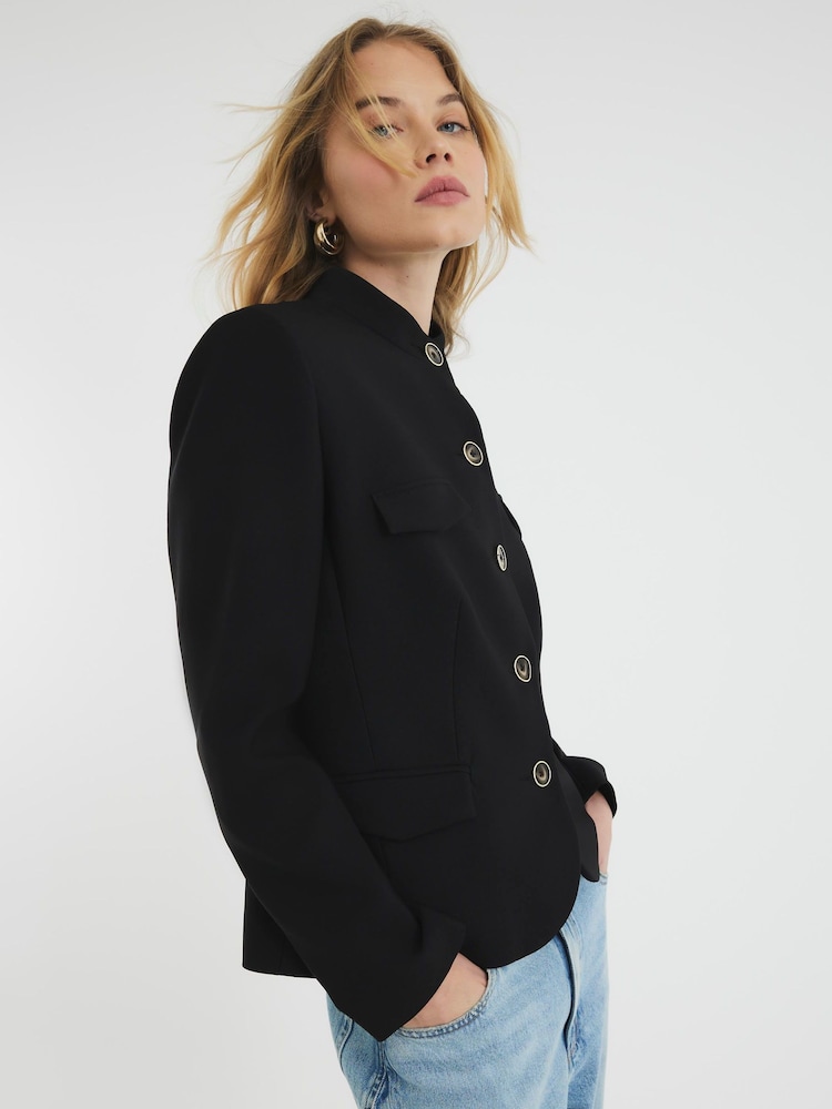 River Island Black Pocketed Military Blazer - Image 2 of 6