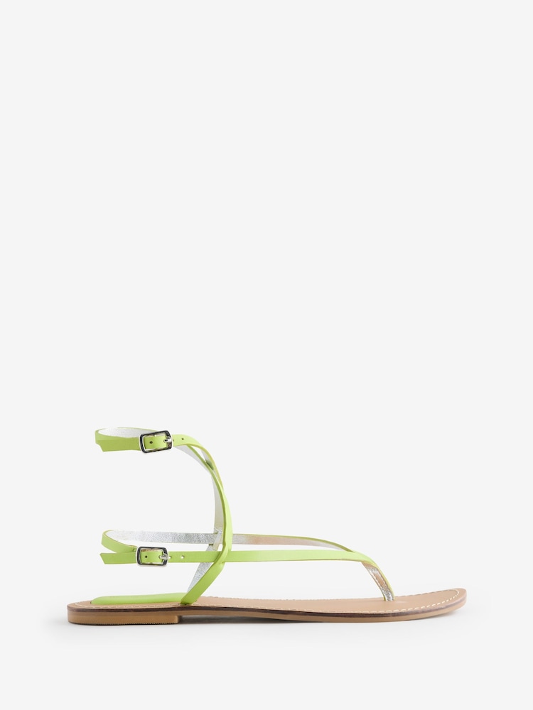 River Island Green Lime Minimal Toe Thong Sandals - Image 1 of 1