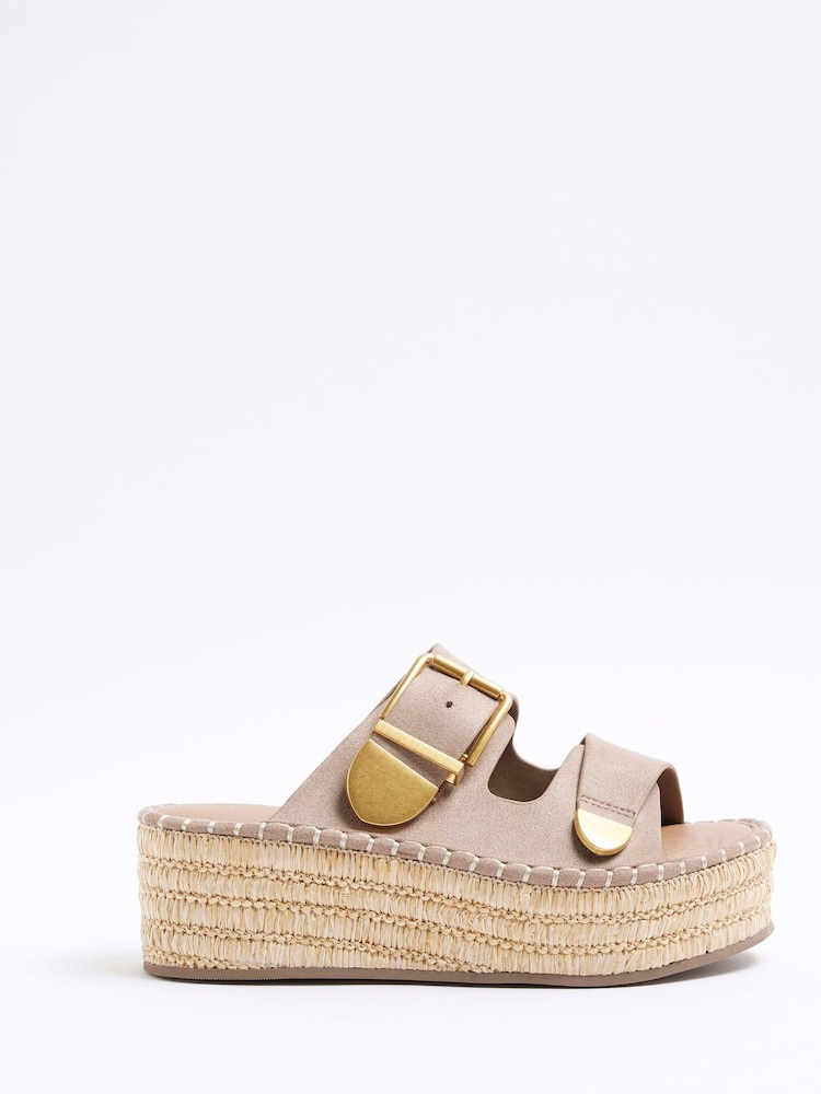 River Island Brown Backless Wedge Sandals - Image 2 of 6