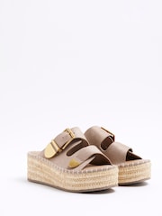 River Island Brown Backless Wedge Sandals - Image 3 of 6