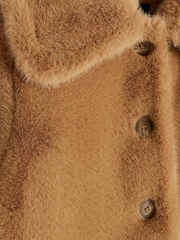 River Island Brown Petite Beige Faux Fur Button Up Jacket - Image 6 of 6