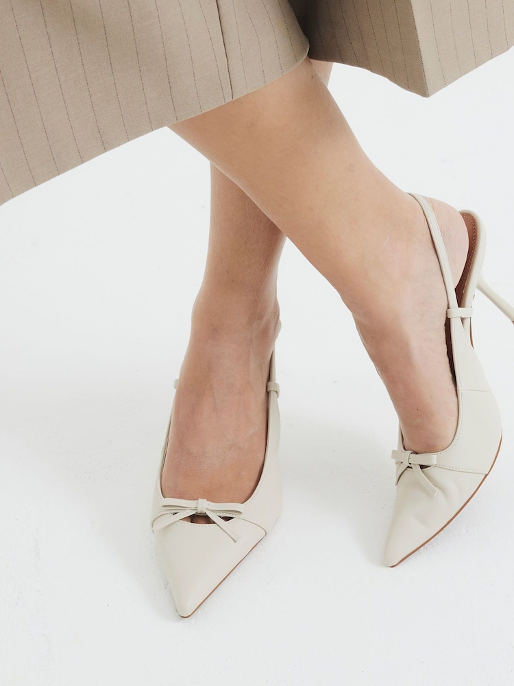 River Island Cream Sling Back Court Shoes - Image 1 of 6 River Island Cream Sling Back Court Shoes - Image 1 of 6
