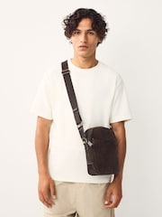 Chocolate Brown Suede Cross-Body Bag - Image 1 of 9