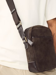 Chocolate Brown Suede Cross-Body Bag - Image 3 of 9