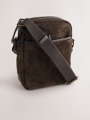 Chocolate Brown Suede Cross-Body Bag - Image 4 of 9