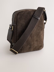Chocolate Brown Suede Cross-Body Bag - Image 5 of 9
